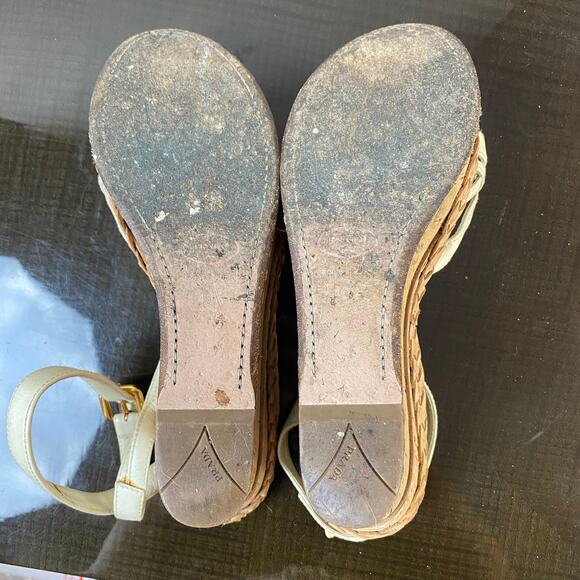 Prada Cork Wedge Platform Leather Ankle Strap Sandals Women's 40.5 - Picture 8 of 13